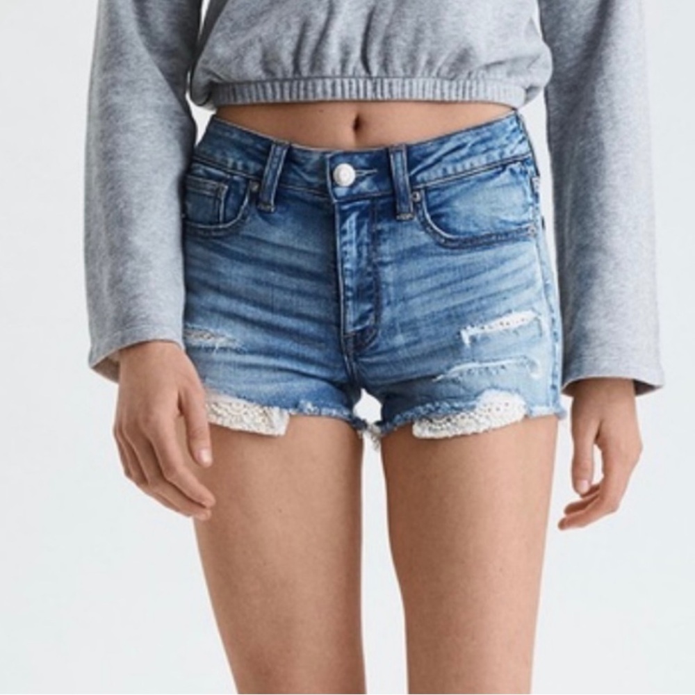 American Eagle Outfitters Hi Rise Shorts Crochet Pocket